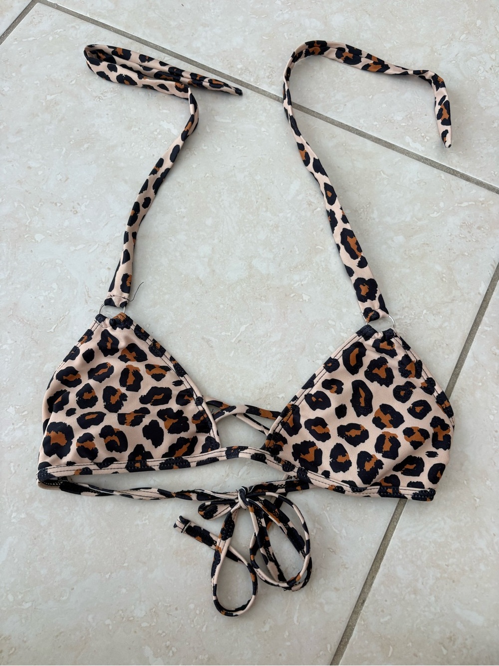 Leopard Print Triangle Bikini Top